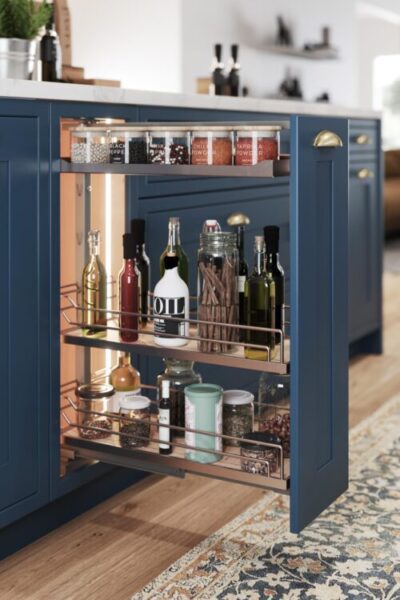 Short pull out base unit cabinet